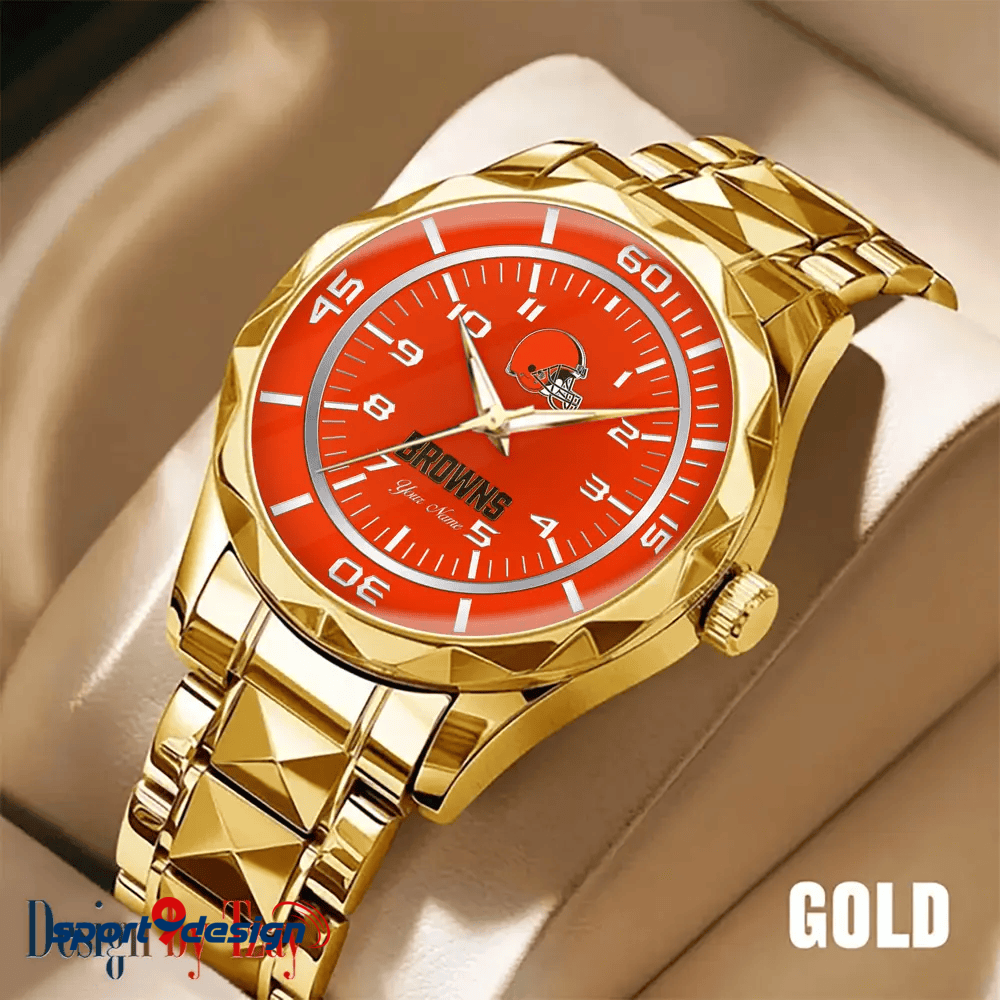 Cleveland Browns Best Dad Ever Luxury Diamond Men Watch Father's Day Gift