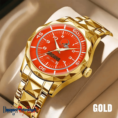 Cleveland Browns Best Dad Ever Luxury Diamond Men Watch Father's Day Gift