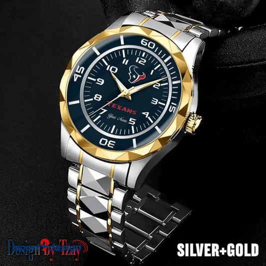 Houston Texans Best Dad Ever Luxury Diamond Men Watch Father's Day Gift
