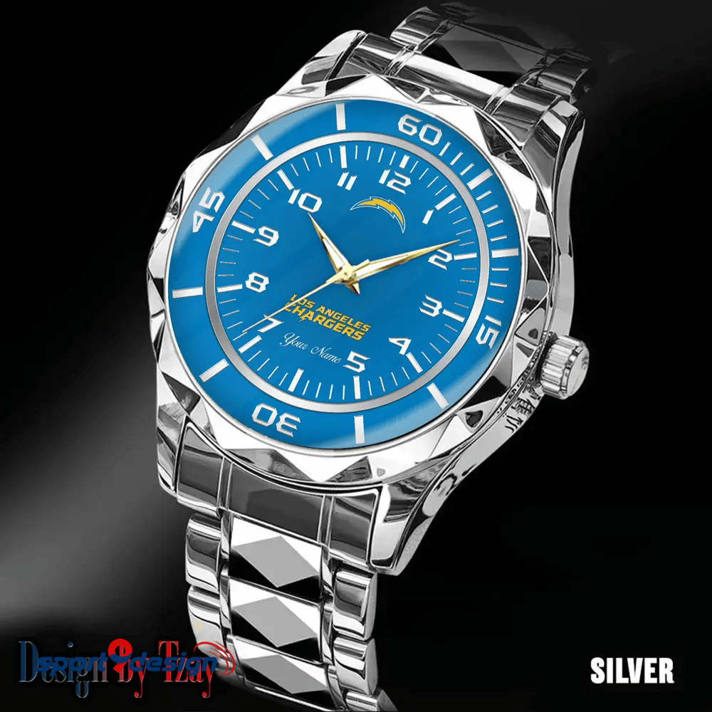 Los Angeles Chargers Best Dad Ever Luxury Diamond Men Watch Father's Day Gift