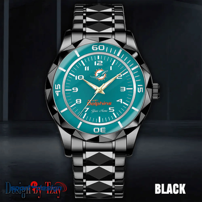 Miami Dolphins Best Dad Ever Luxury Diamond Men Watch Father's Day Gift