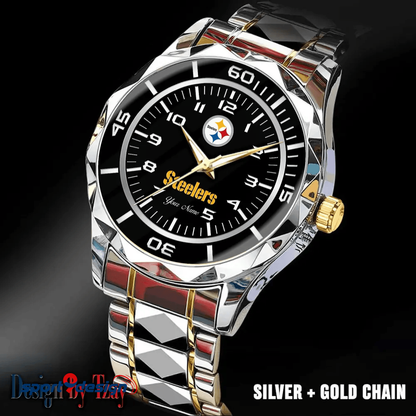 Pittsburgh Steelers Best Dad Ever Luxury Diamond Men Watch Father's Day Gift