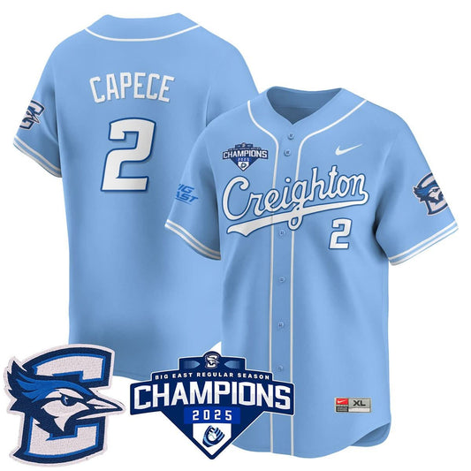 Men's Creighton Baseball 2025 Big East Baseball Tournament Champions Jersey N1 - All Stitched