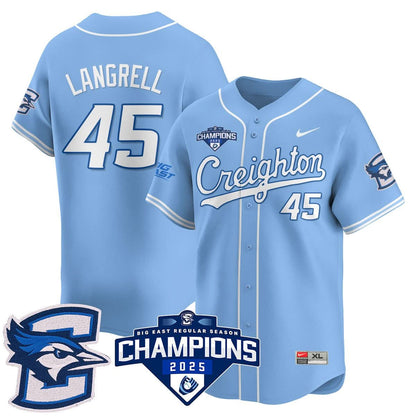 Men's Creighton Baseball 2025 Big East Baseball Tournament Champions Jersey N1 - All Stitched