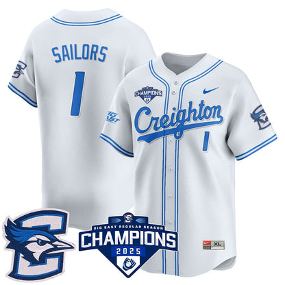 Men's Creighton Baseball 2025 Big East Baseball Tournament Champions Jersey N1 - All Stitched