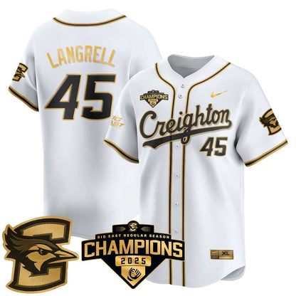 Men's Creighton Baseball 2025 Big East Baseball Tournament Champions Jersey N1 - All Stitched