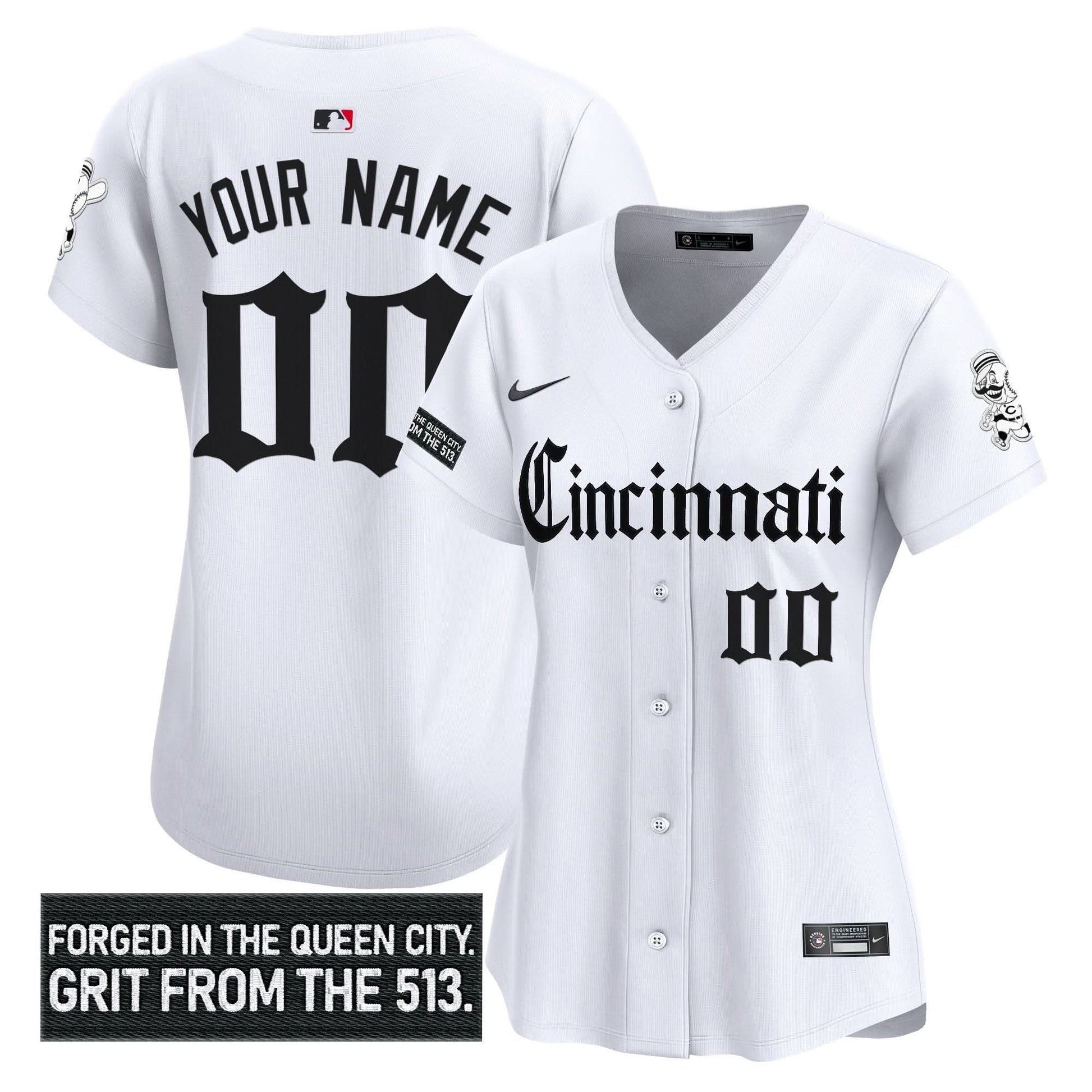 Cincinnati Reds 'Gothic Queen City Edition' Vapor Premier Limited Custom Jersey - All Stitched