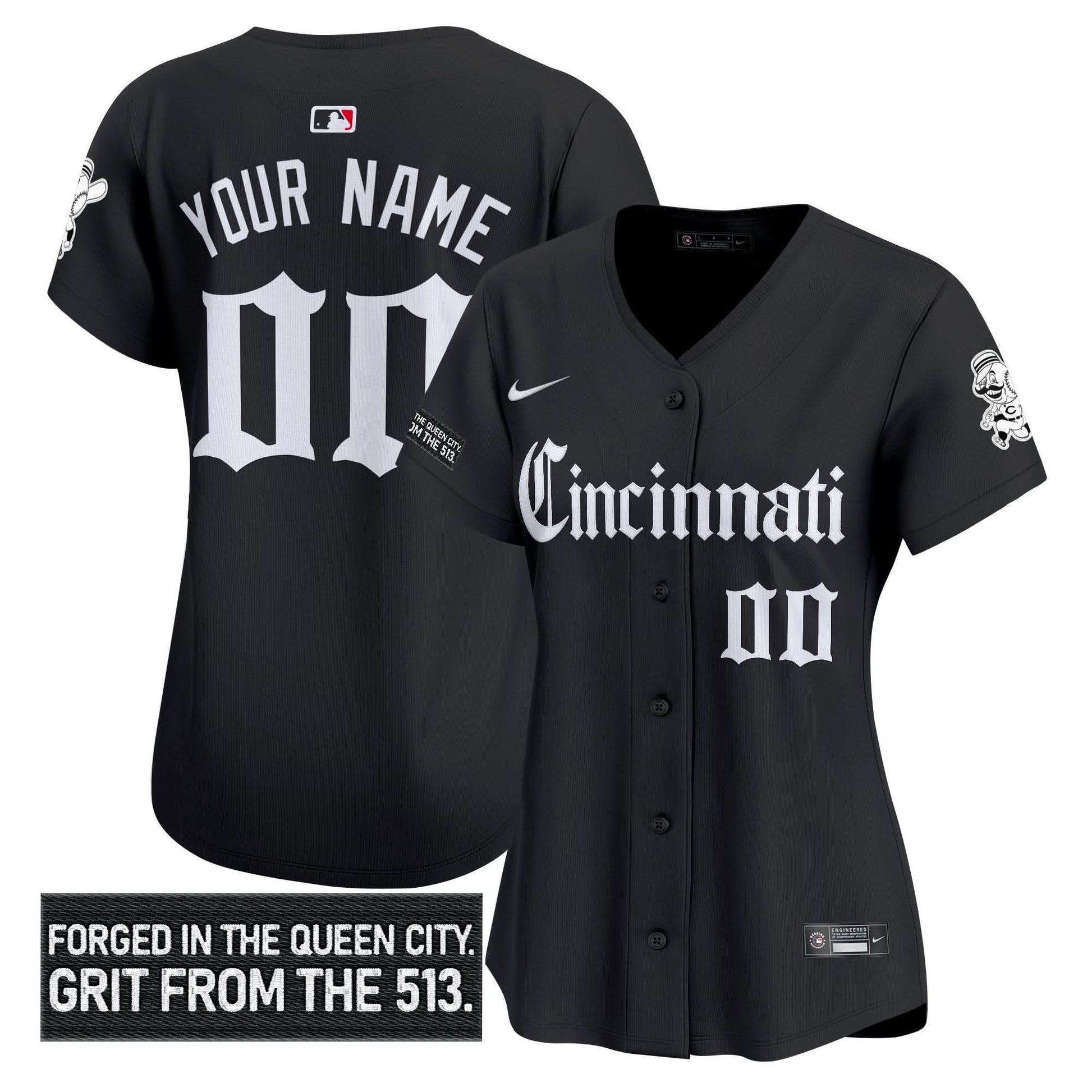 Cincinnati Reds 'Gothic Queen City Edition' Vapor Premier Limited Custom Jersey - All Stitched