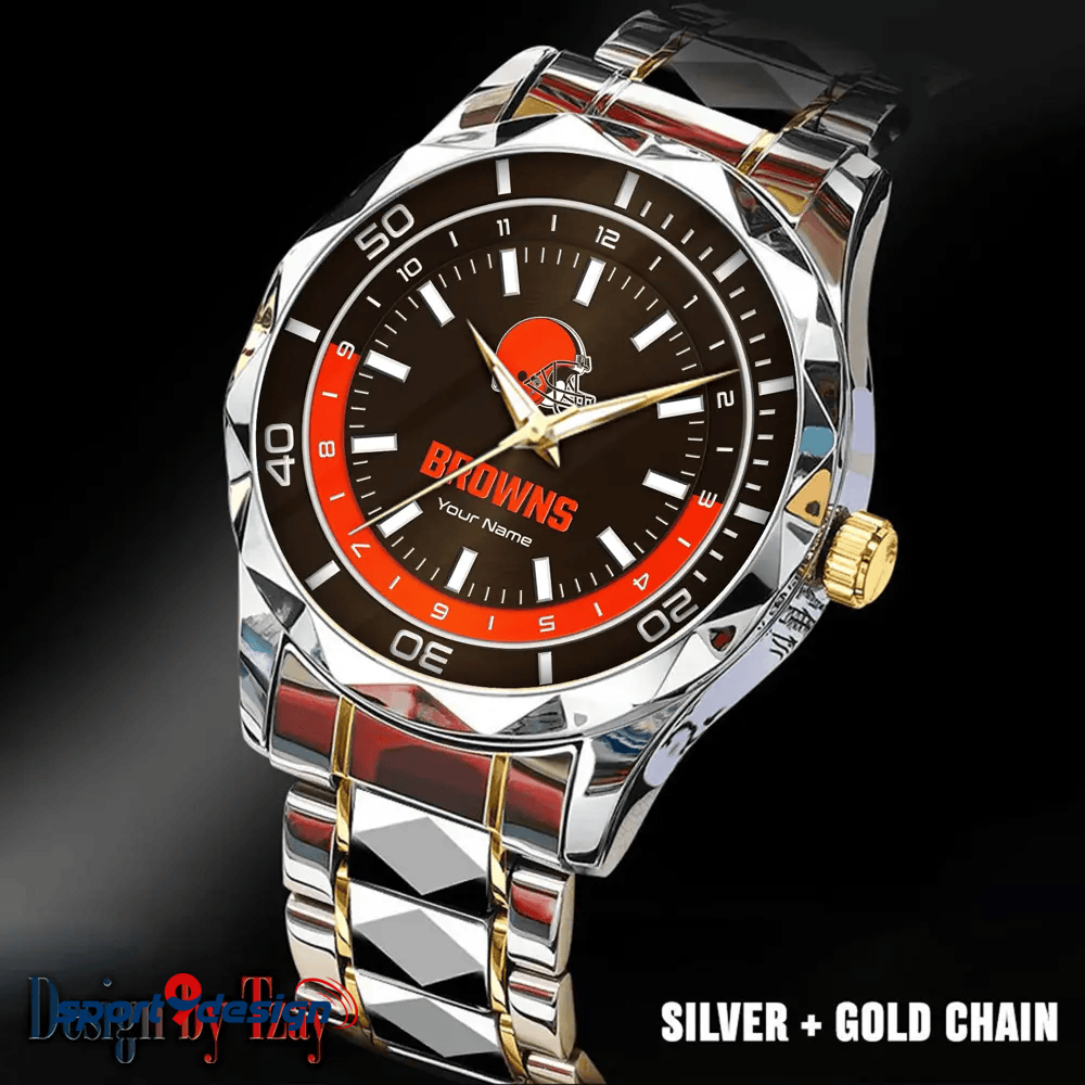 Cleveland Browns Business Watch For Men Automatic Mechanical Stainless Steel Band 2025