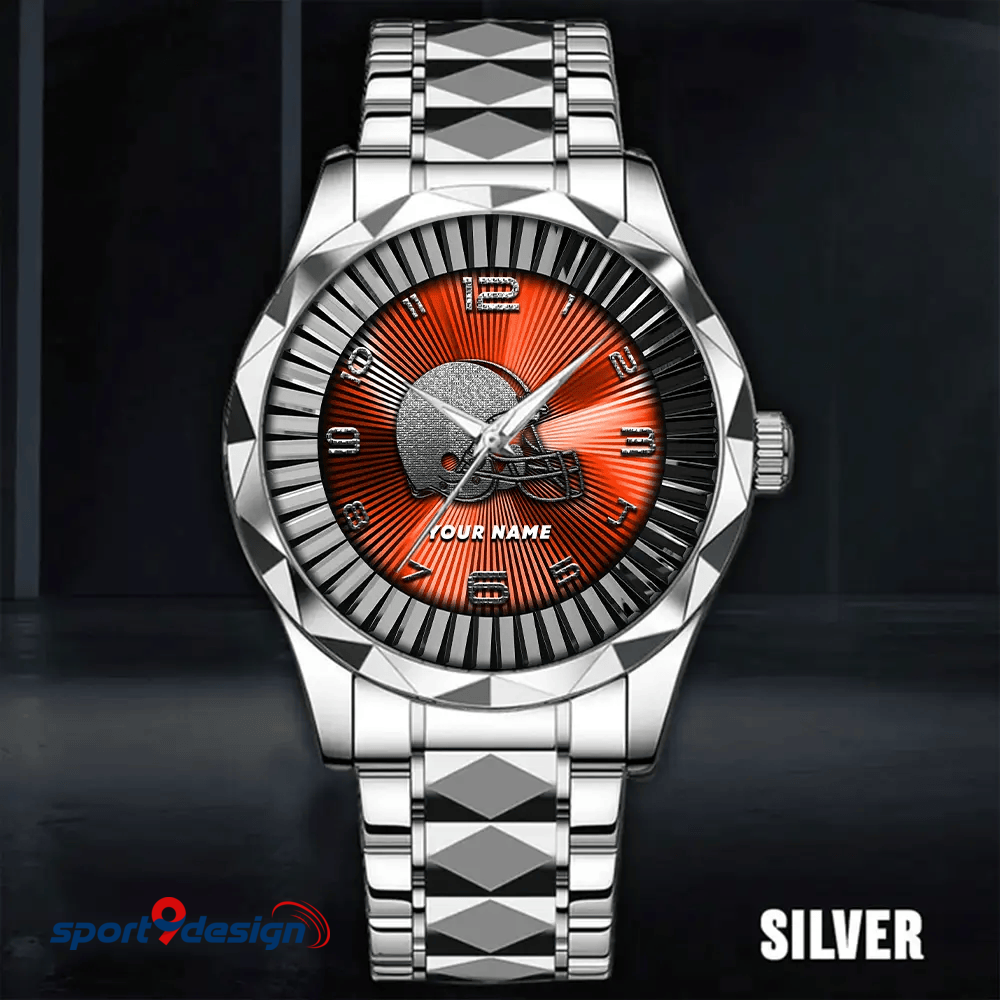 Cleveland Browns Business Watch For Men Automatic Mechanical Stainless Steel Band 2025