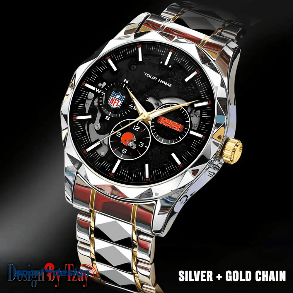 Cleveland Browns Business Watch For Men Automatic Mechanical Stainless Steel Band 2025