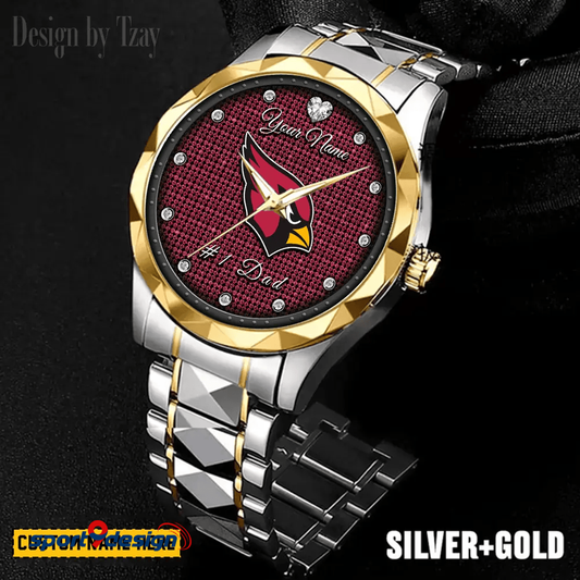 Arizona Cardinals #1 Dad Luxury Diamond Men Watch Father's Day Gift