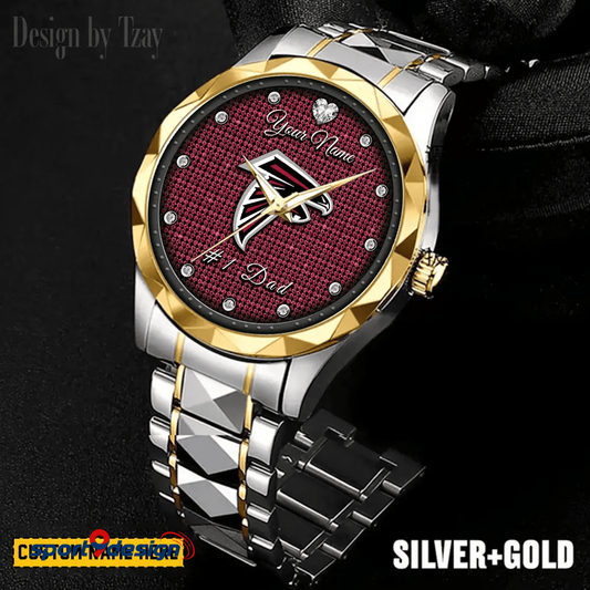 Atlanta Falcons #1 Dad Luxury Diamond Men Watch Father's Day Gift