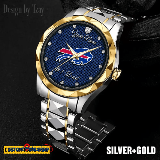 Buffalo Bills #1 Dad Luxury Diamond Men Watch Father's Day Gift