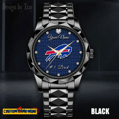 Buffalo Bills #1 Dad Luxury Diamond Men Watch Father's Day Gift