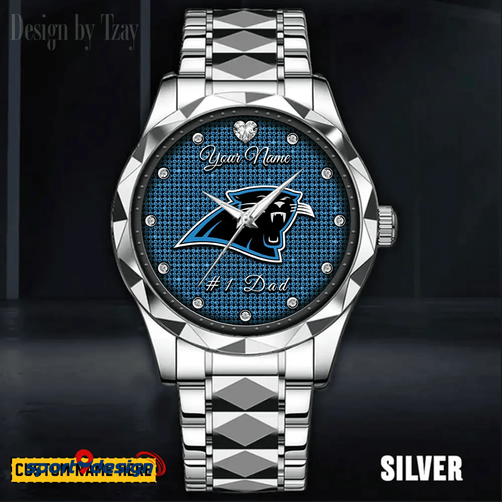 Carolina Panthers #1 Dad Luxury Diamond Men Watch Father's Day Gift