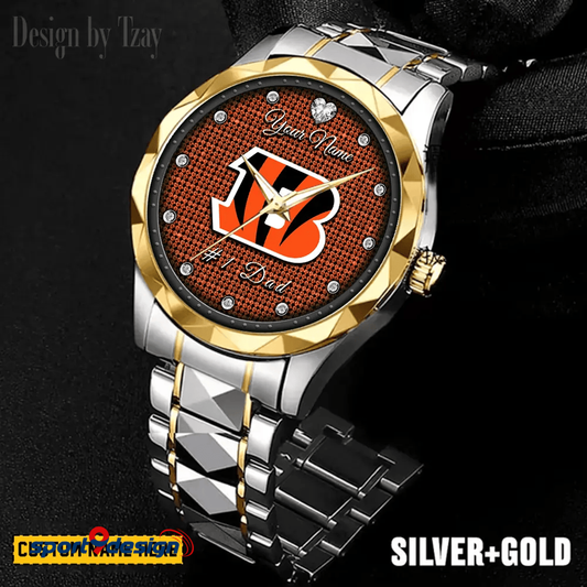 Cincinnati Bengals #1 Dad Luxury Diamond Men Watch Father's Day Gift