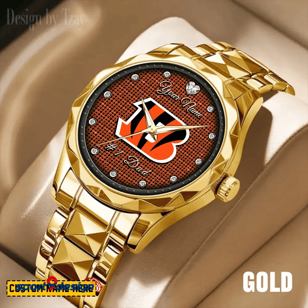Cincinnati Bengals #1 Dad Luxury Diamond Men Watch Father's Day Gift