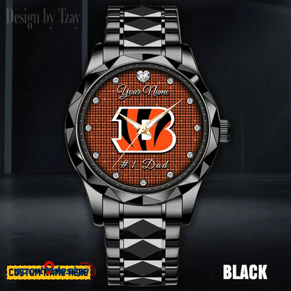 Cincinnati Bengals #1 Dad Luxury Diamond Men Watch Father's Day Gift
