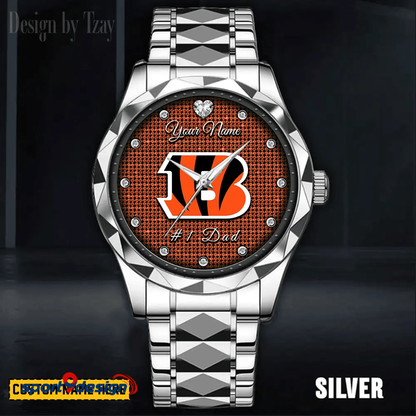 Cincinnati Bengals #1 Dad Luxury Diamond Men Watch Father's Day Gift