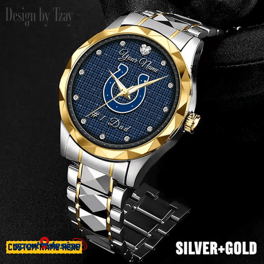 Indianapolis Colts #1 Dad Luxury Diamond Men Watch Father's Day Gift