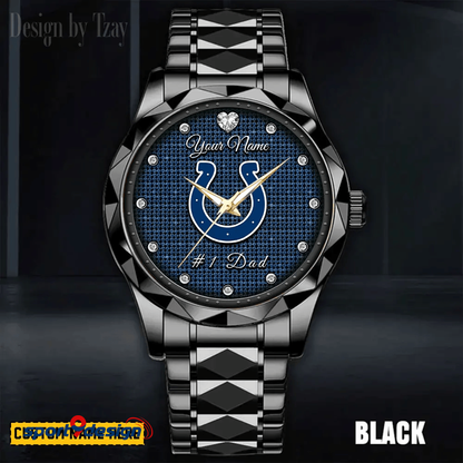 Indianapolis Colts #1 Dad Luxury Diamond Men Watch Father's Day Gift