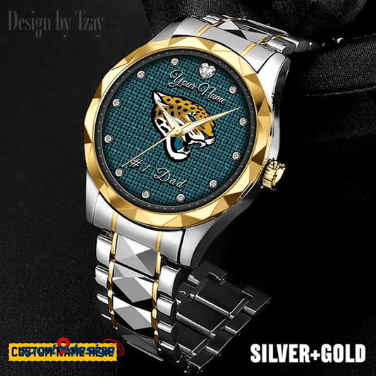 Jacksonville Jaguars #1 Dad Luxury Diamond Men Watch Father's Day Gift