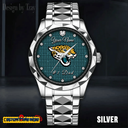 Jacksonville Jaguars #1 Dad Luxury Diamond Men Watch Father's Day Gift