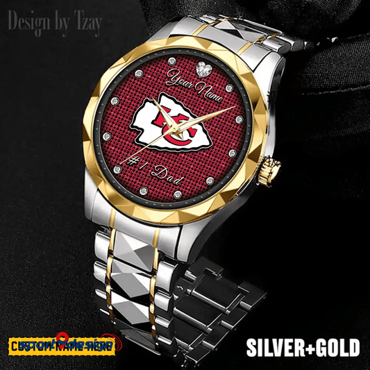 Kansas City Chiefs #1 Dad Luxury Diamond Men Watch Father's Day Gift