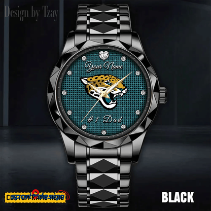 Jacksonville Jaguars #1 Dad Luxury Diamond Men Watch Father's Day Gift