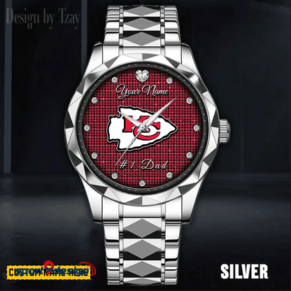 Kansas City Chiefs #1 Dad Luxury Diamond Men Watch Father's Day Gift