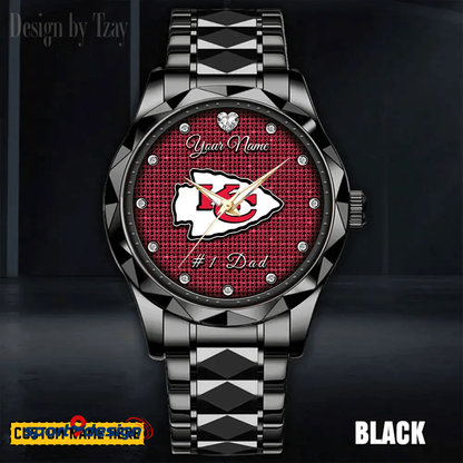 Kansas City Chiefs #1 Dad Luxury Diamond Men Watch Father's Day Gift
