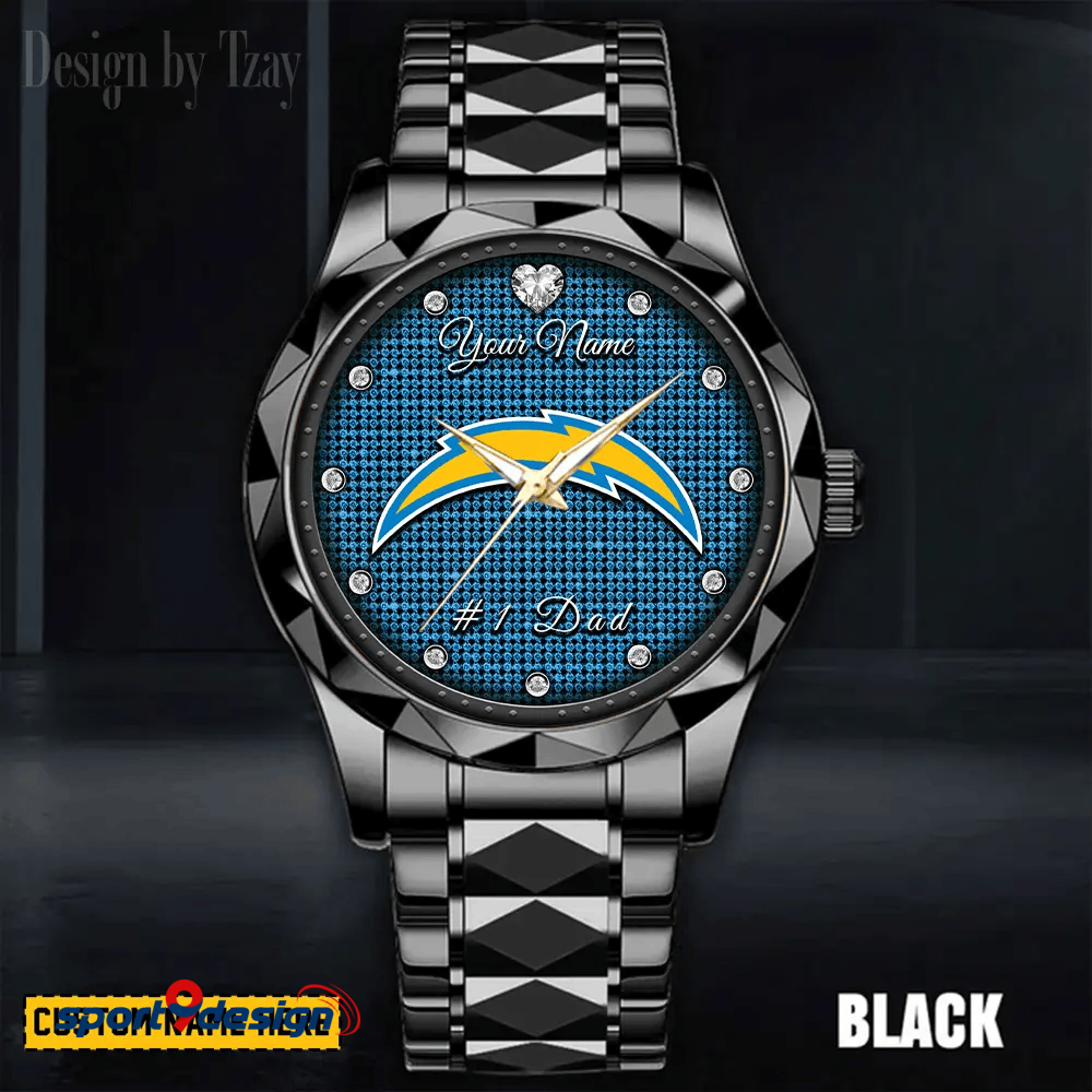 Los Angeles Chargers #1 Dad Luxury Diamond Men Watch Father's Day Gift