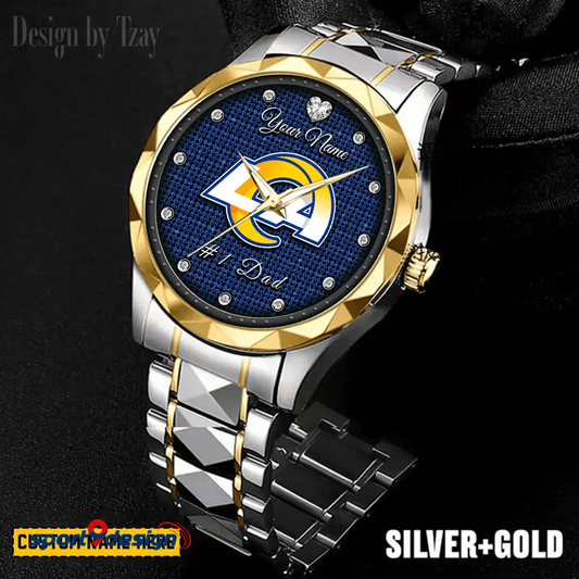 Los Angeles Rams #1 Dad Luxury Diamond Men Watch Father's Day Gift