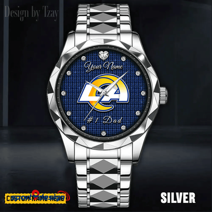 Los Angeles Rams #1 Dad Luxury Diamond Men Watch Father's Day Gift