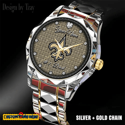 New Orleans Saints #1 Dad Luxury Diamond Men Watch Father's Day Gift
