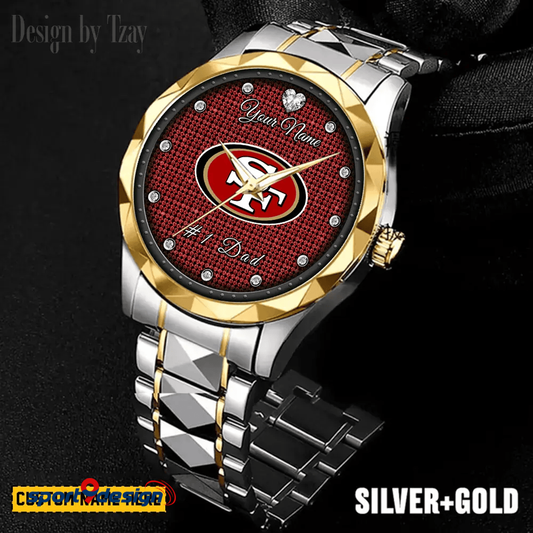 San Francisco 49ers #1 Dad Luxury Diamond Men Watch Father's Day Gift