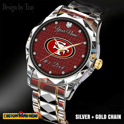 San Francisco 49ers #1 Dad Luxury Diamond Men Watch Father's Day Gift