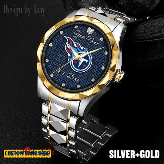 Tennessee Titans #1 Dad Luxury Diamond Men Watch Father's Day Gift