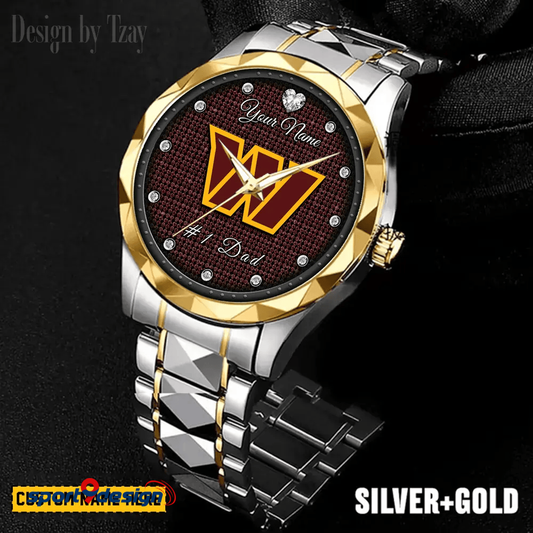 Washington Commanders #1 Dad Luxury Diamond Men Watch Father's Day Gift