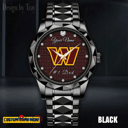 Washington Commanders #1 Dad Luxury Diamond Men Watch Father's Day Gift