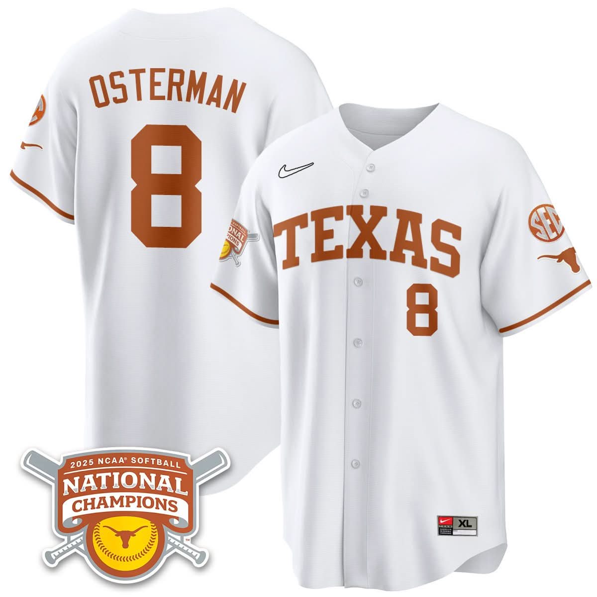 Texas Longhorns Softball 2025 World Series Champions Limited Jersey - All Stitched