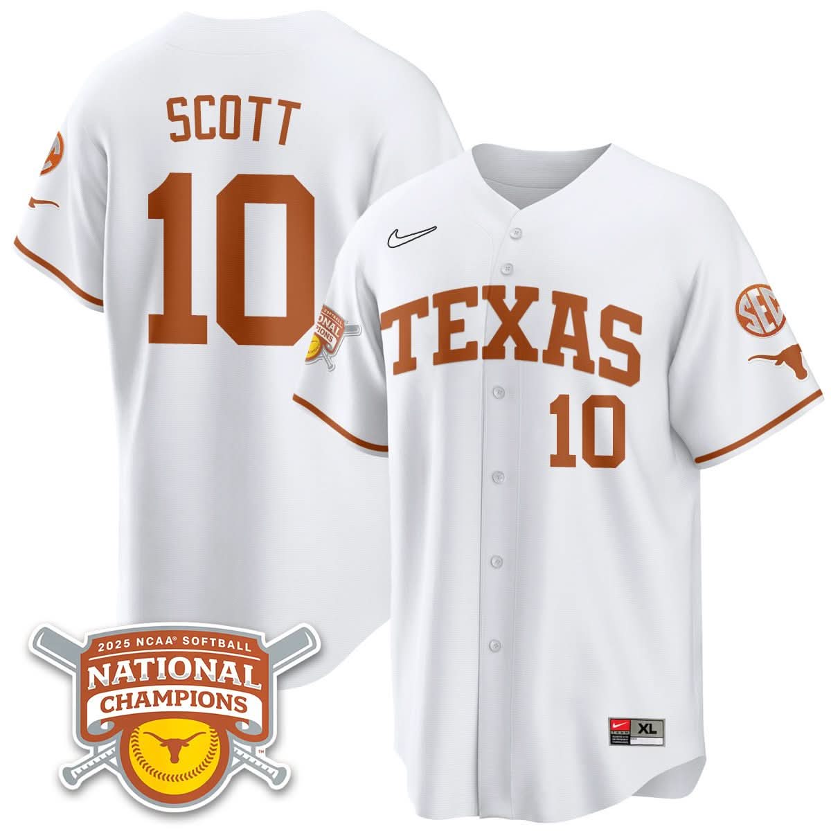 Texas Longhorns Softball 2025 World Series Champions Limited Jersey - All Stitched