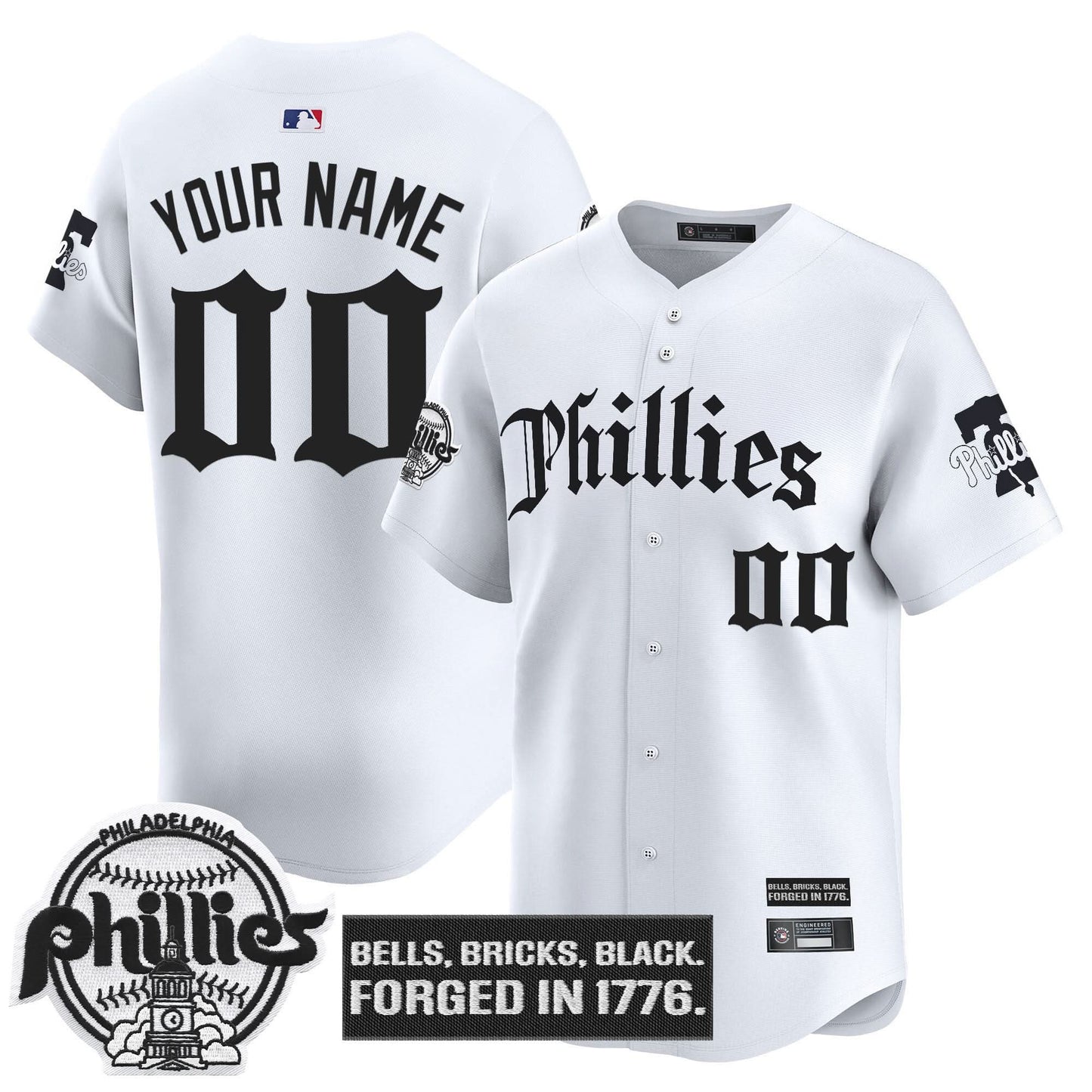 Philadelphia Phillies 'Gothic Liberty Edition' Vapor Premier Limited Custom Jersey - All Stitched
