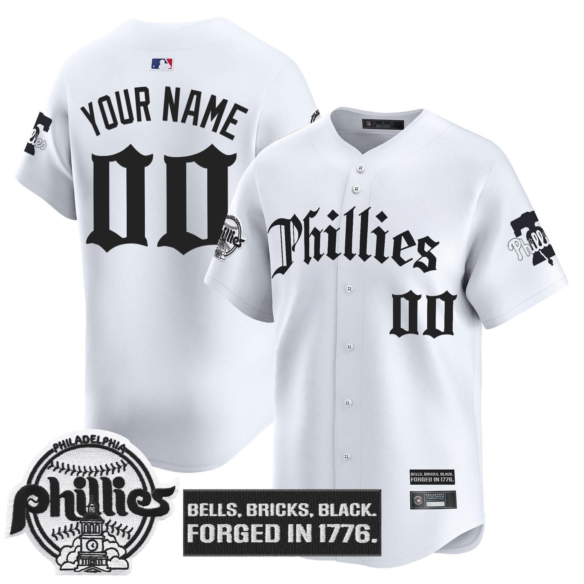Philadelphia Phillies 'Gothic Liberty Edition' Vapor Premier Limited Custom Jersey - All Stitched