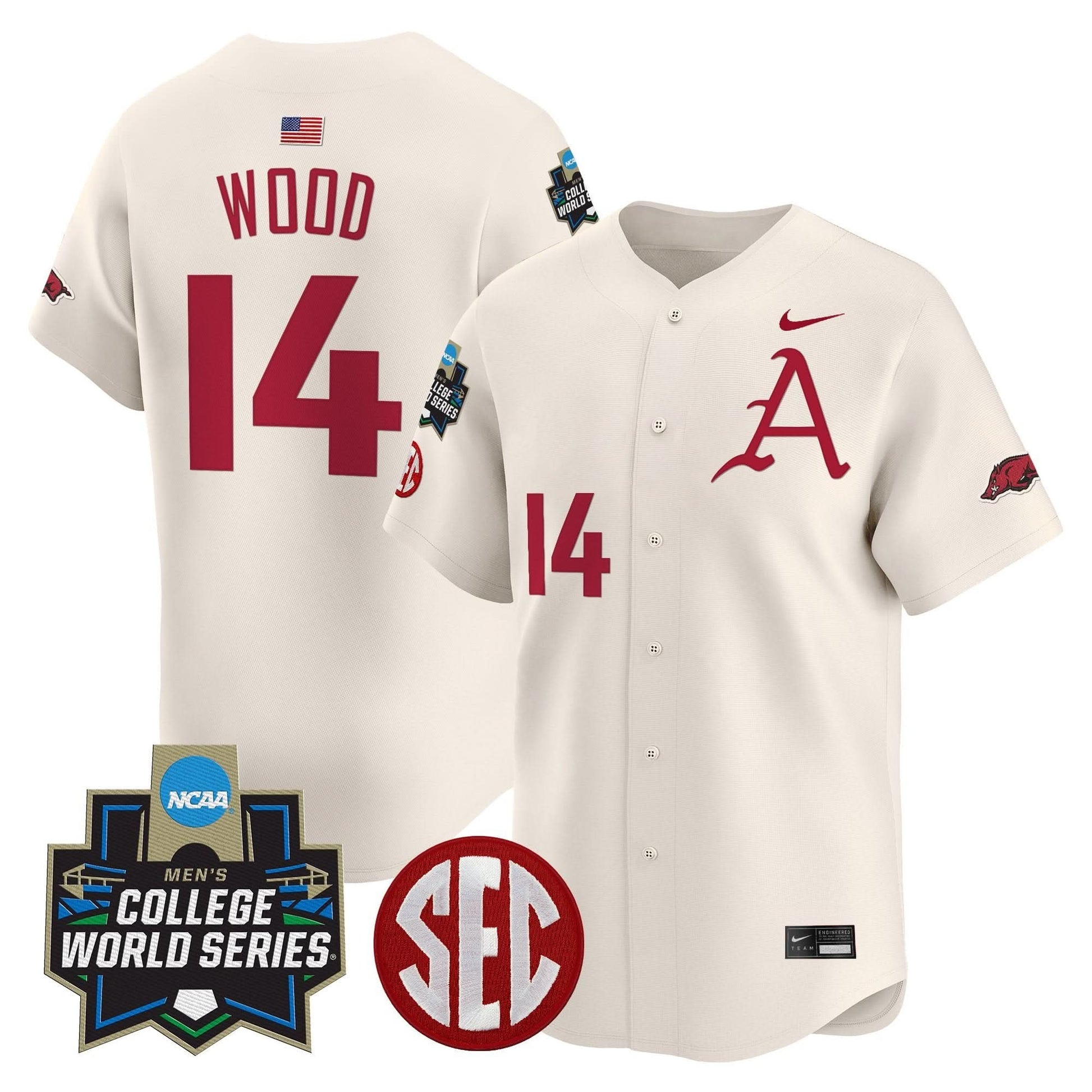 Men's Arkansas Razorbacks 2025 World Series Vapor Premier Limited Jersey - All Stitched