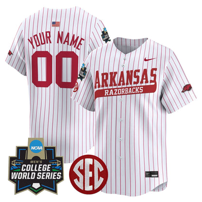 Arkansas Razorbacks 2025 World Series Vapor Premier Limited Custom Jersey - All Stitched