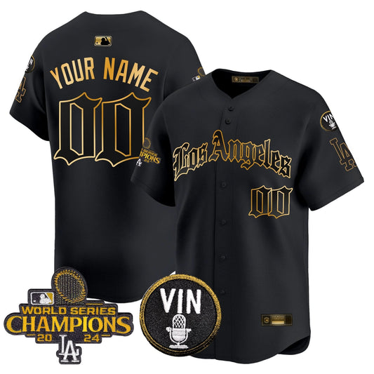 Dodgers 2025 LA Gothic Style Gold Vapor Premier Limited Custom Jersey - All Stitched