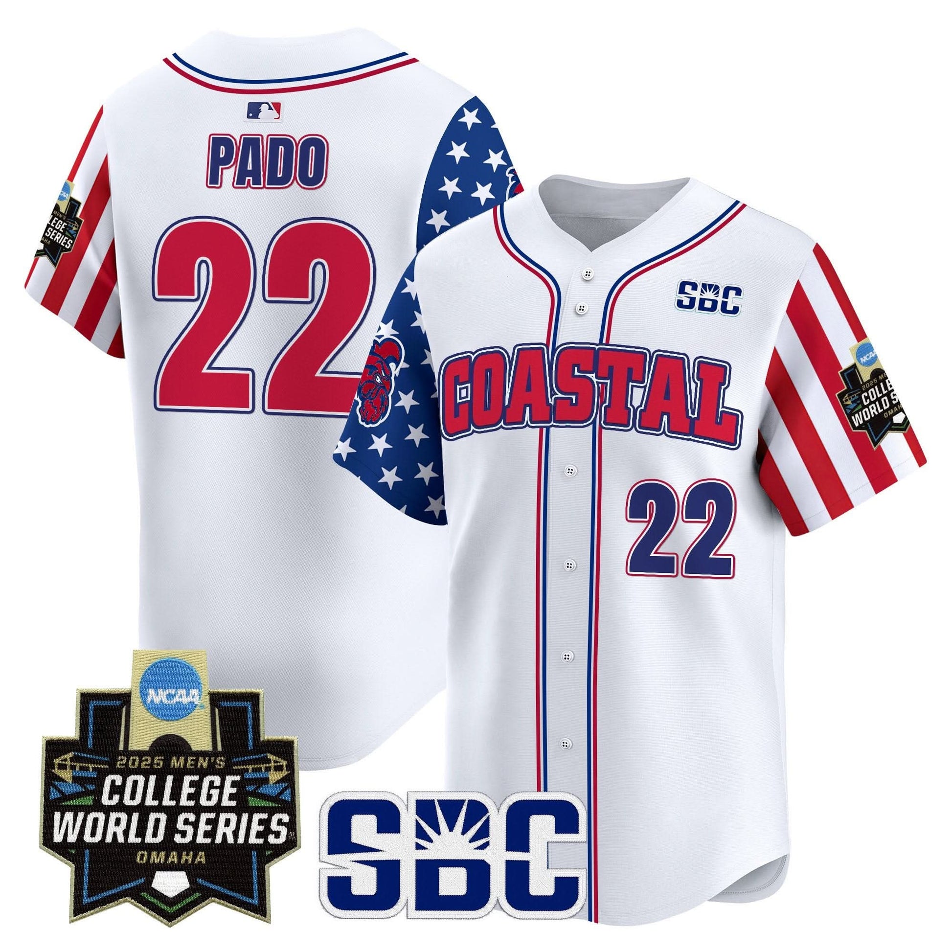 Men's Coastal Carolina Chanticleers 2025 Independence Day Vapor Premier Limited Jersey - World Series Patch - All Stitched