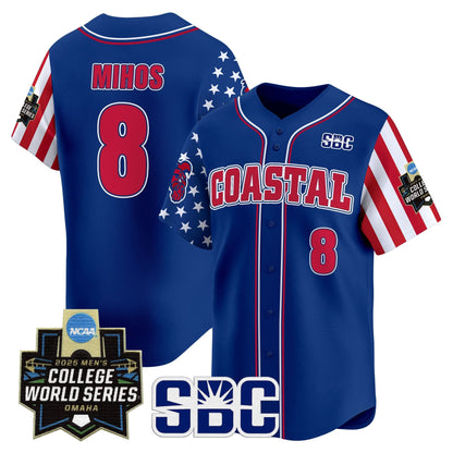 Men's Coastal Carolina Chanticleers 2025 Independence Day Vapor Premier Limited Jersey - World Series Patch - All Stitched